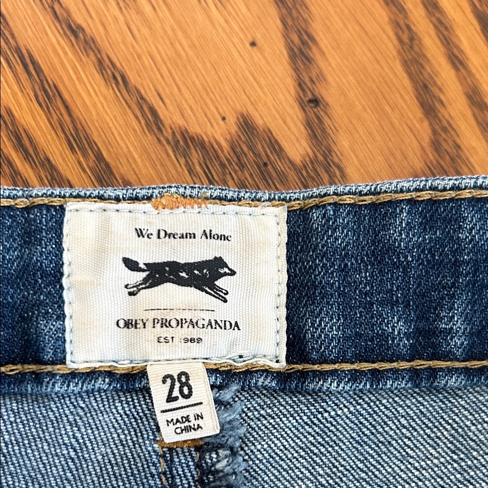 Obey Propaganda Denim Blue Women's Shorts/9 - Picture 2 of 5
